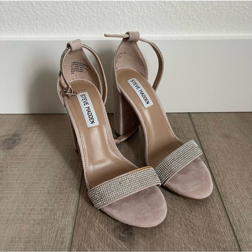 STEVE MADDEN Nude Rhinestone Heels
